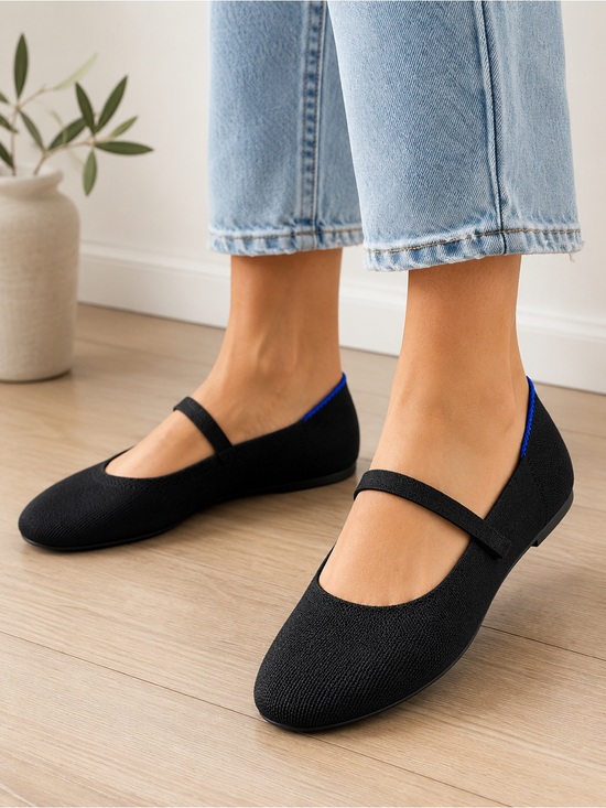Rothy's Shoes - Rothy’s The Square Mary Jane Black Knit Flats Size 8.5